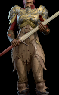 Spidersilk armour dyed red worn by female player character