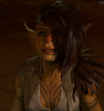 Sazza, a female Goblin who is the objective of the Save the Goblin Sazza Quest.