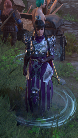 Armor set dyed with Purple Dye worn by Shadowheart