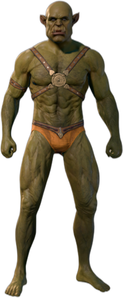 Orange Underwear Half-Orc Front