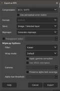 Export settings for GnuIMP 2.10