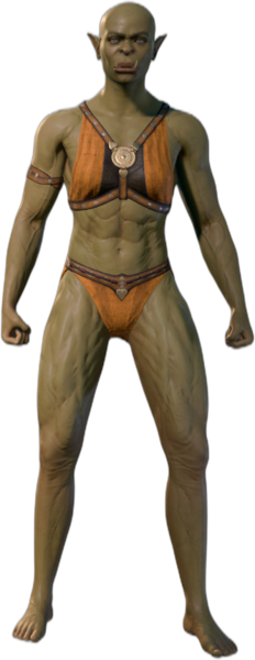 Orange Underwear Half-Orc Front